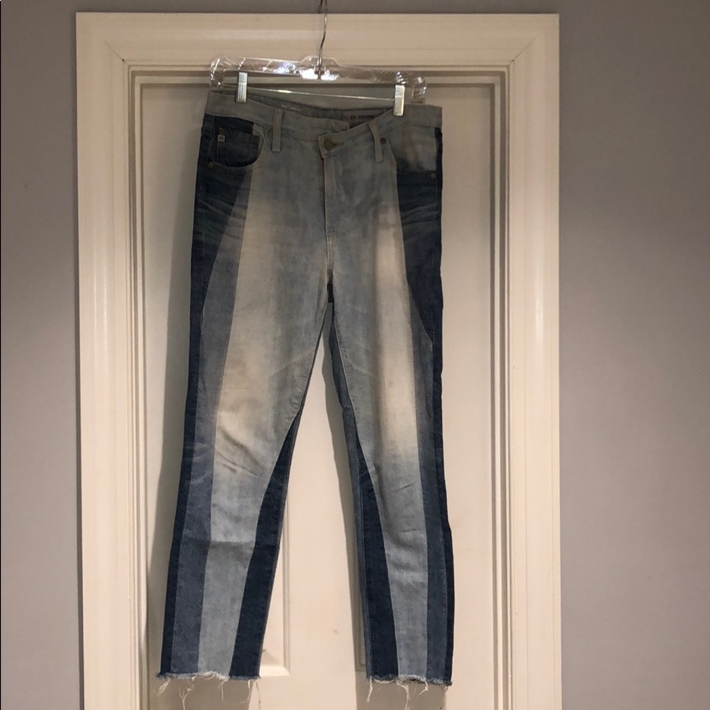 AG color block straight leg jeans